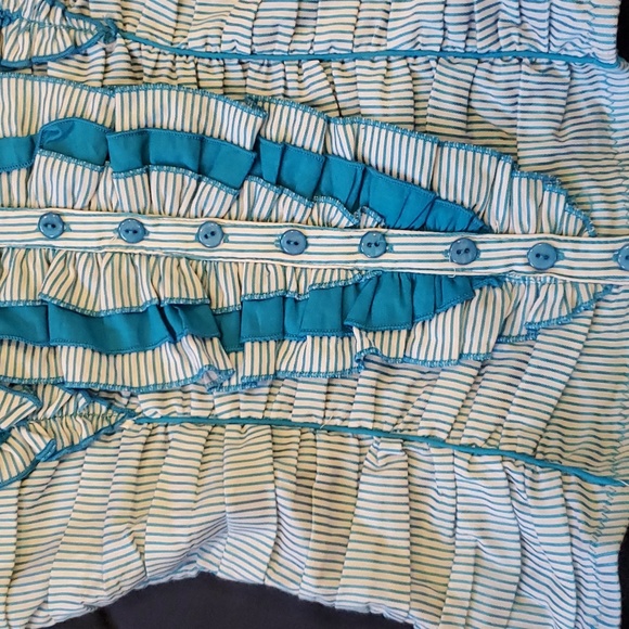 Vintage Entry Corset Style Vest Dressy Top. Size Large. Blue/White striped. - Picture 4 of 8